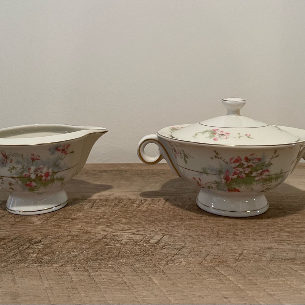 Vintage Theodore Haviland New York Apple Blossom China Sugar & Creamer